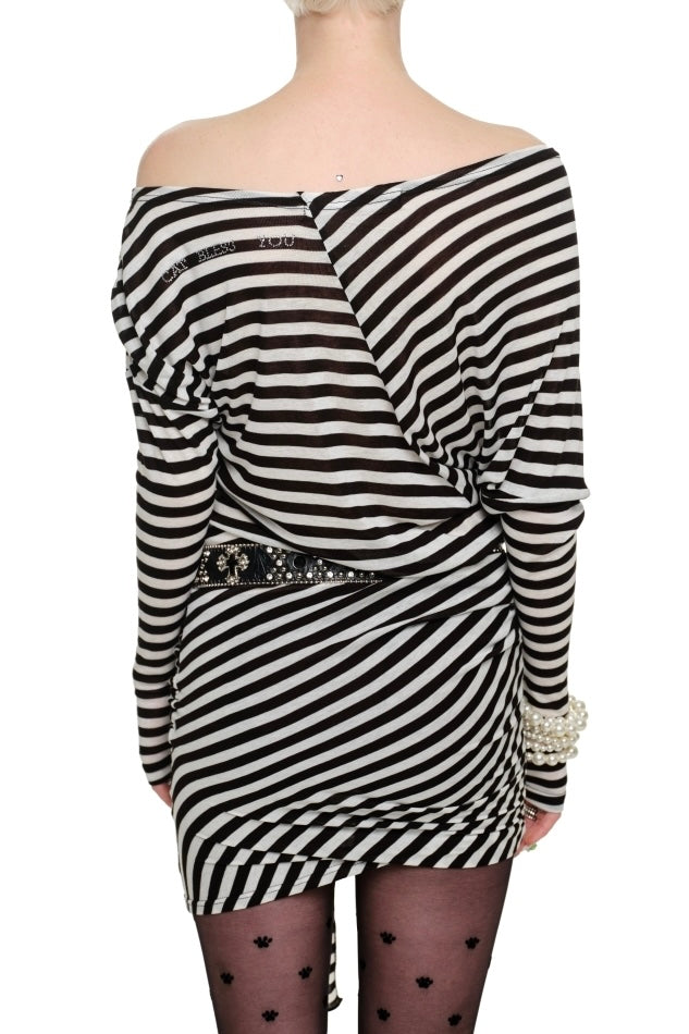 Striped 1-Shoulder Mini Dress