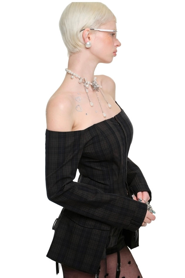 Off Shoulder Retro Blouse