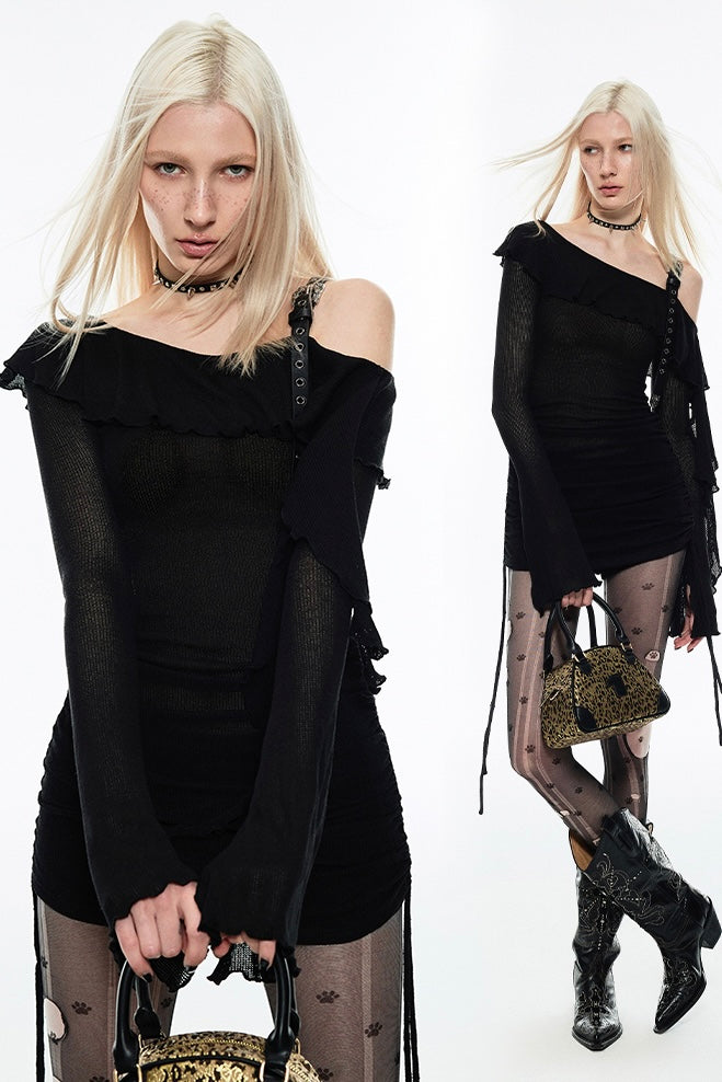 Off 1-Shoulder Chiffon Blouse