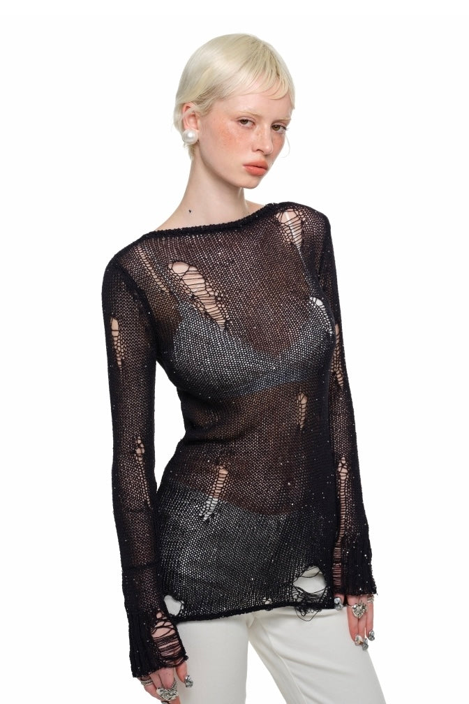 Buckle Net Sweater