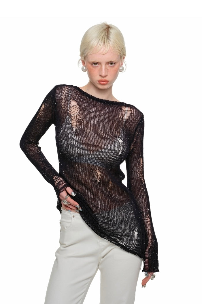 Buckle Net Sweater
