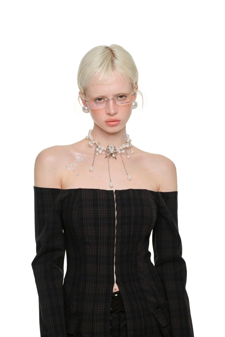 Off Shoulder Retro Blouse