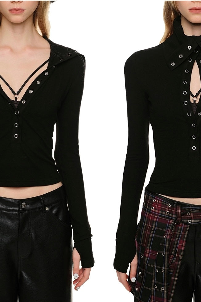 Button Up Collar Long Sleeve