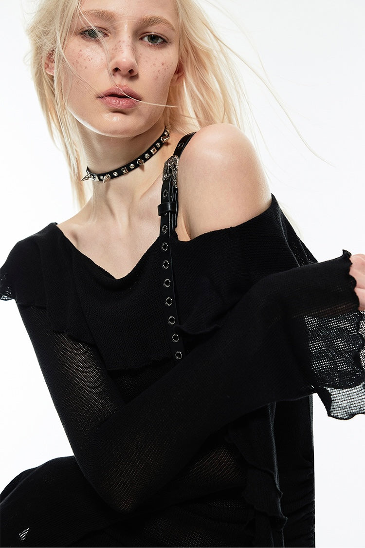 Off 1-Shoulder Chiffon Blouse