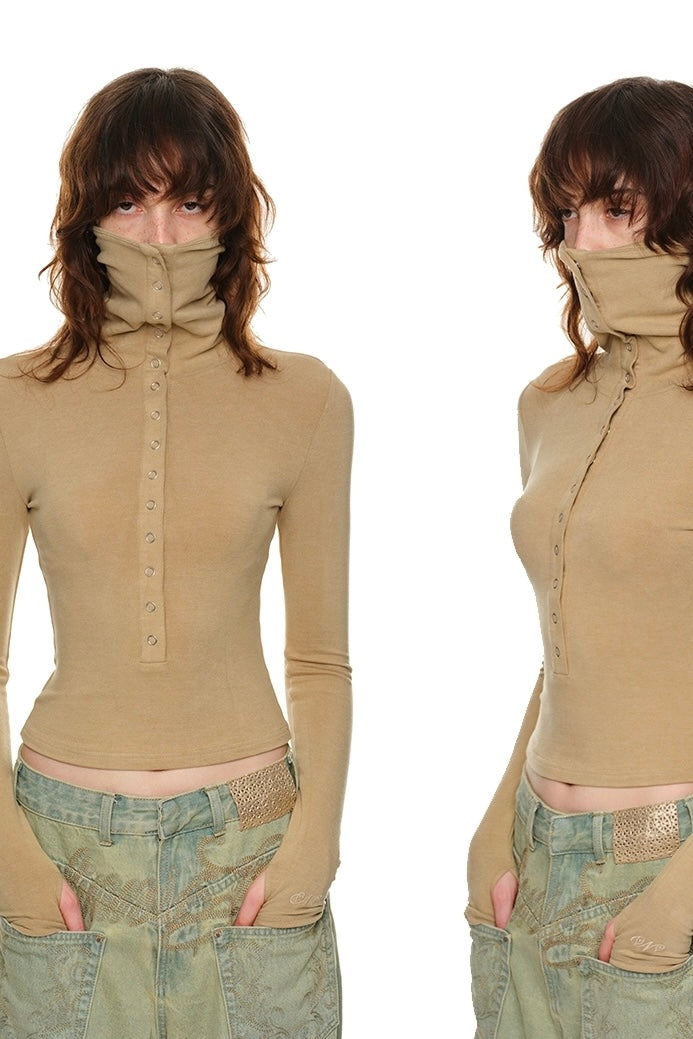 Button Up Collar Long Sleeve