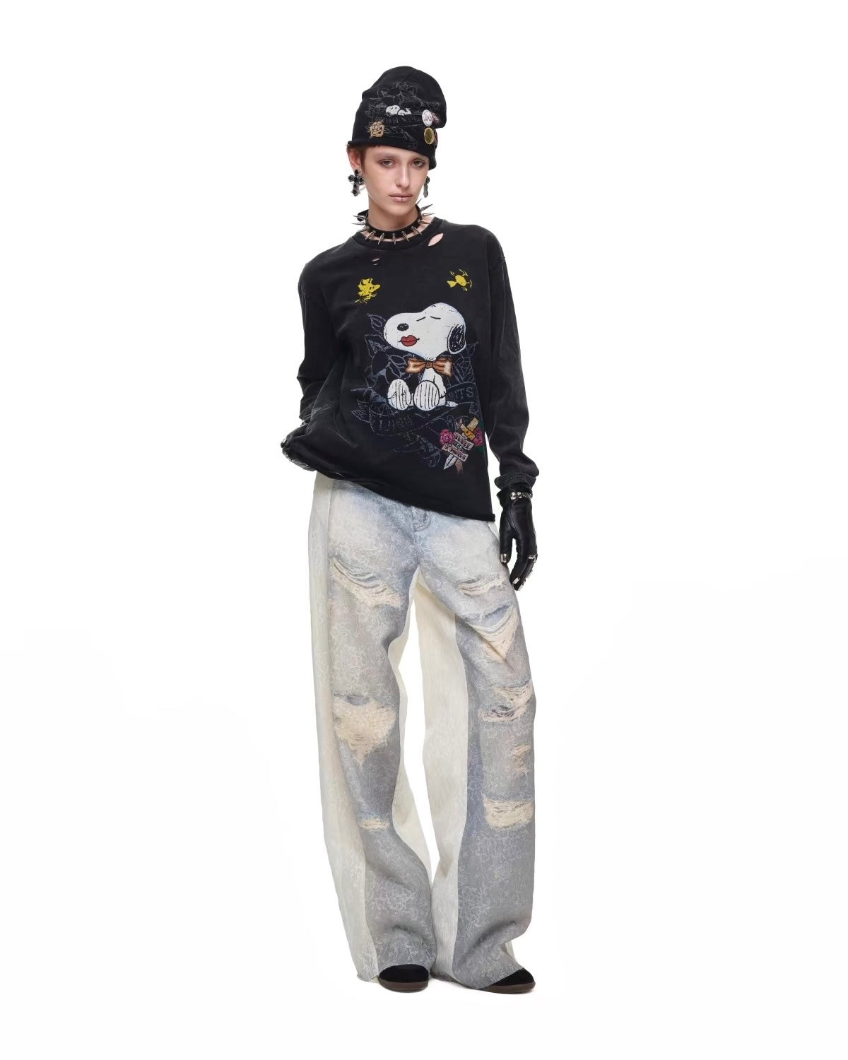 Snoopy Distressed Tattoo Long Sleeve Tee