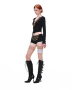 Lace-Trim Corset Knit Top