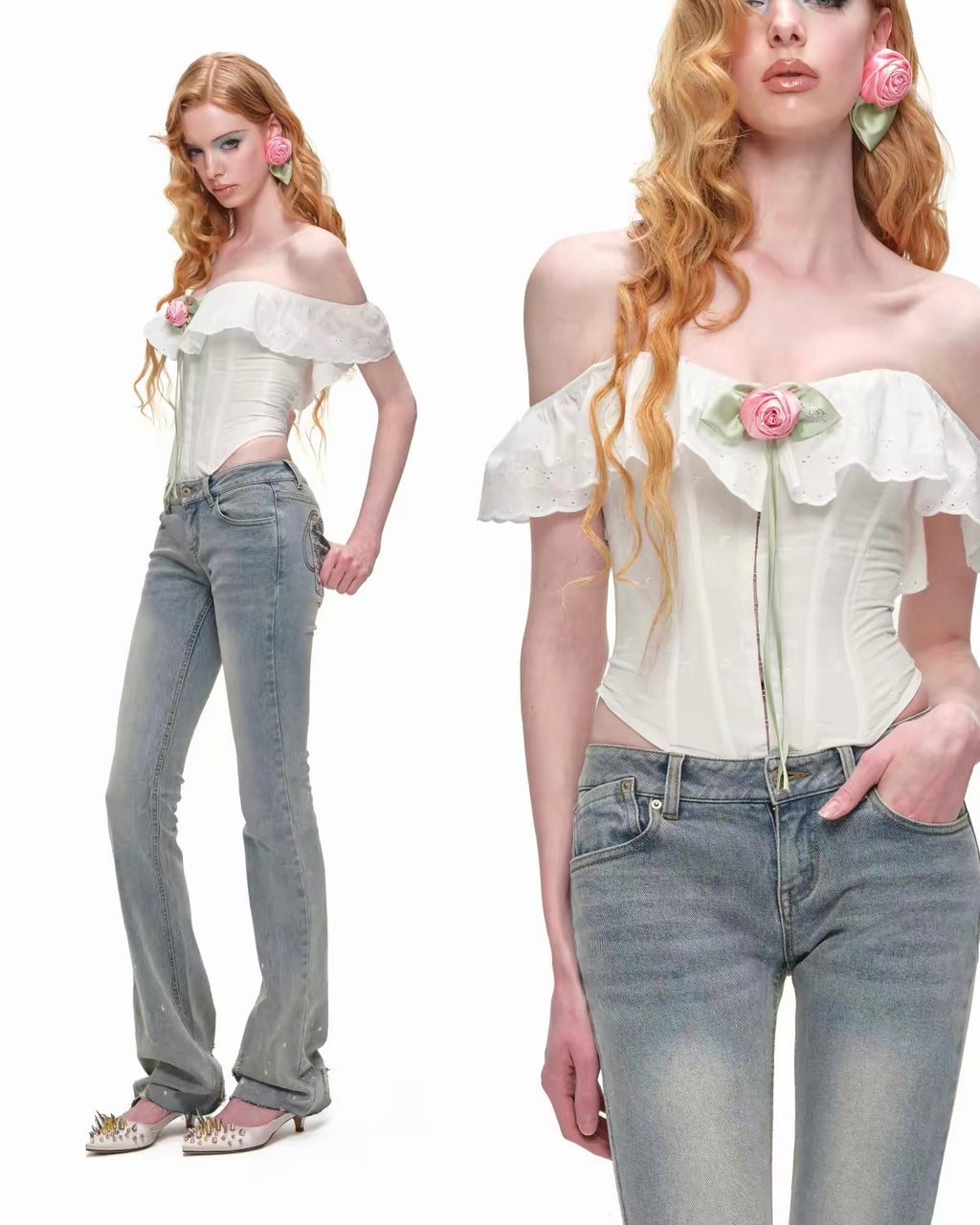 Rose Eyelet Cotton Corset Top