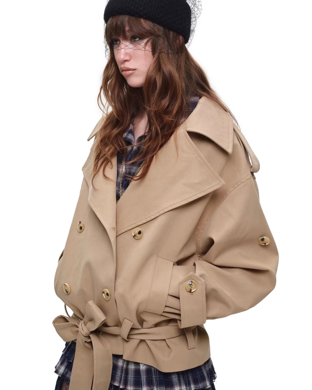 Crop Belted Trench Jacket