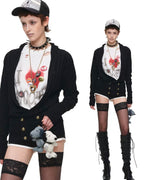 Draped V-Neck Knit Wrap Cardigan