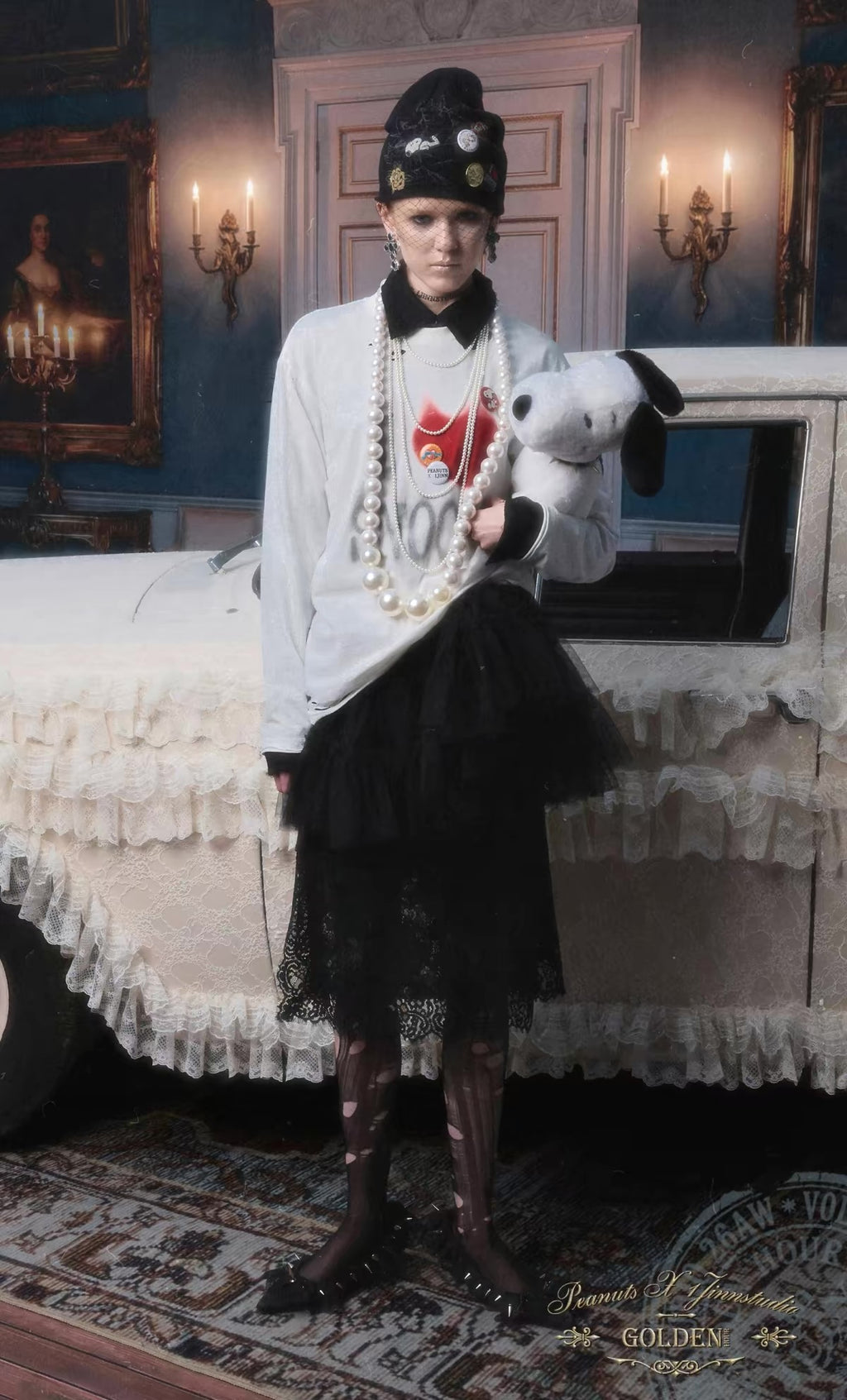 "I ♥ Snoopy" Distressed Spray-Print Oversized Tee
