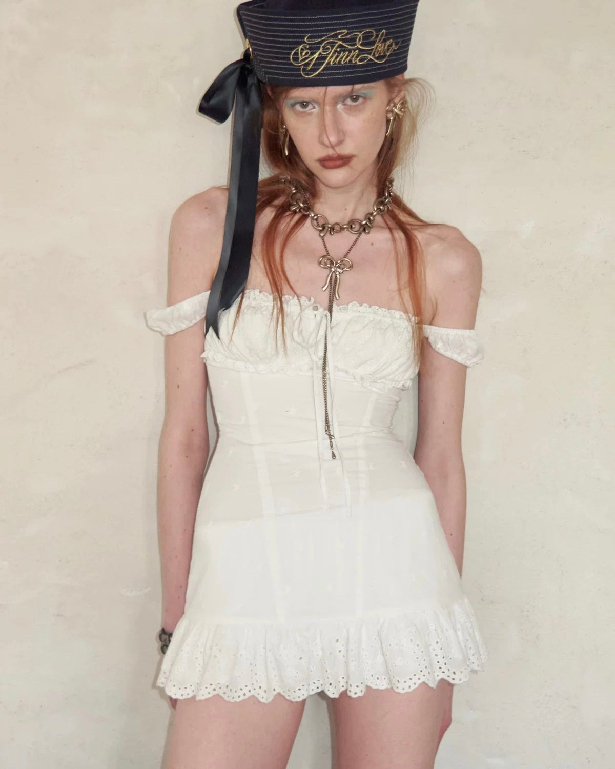 Cotton Eyelet Corset Mini Dress