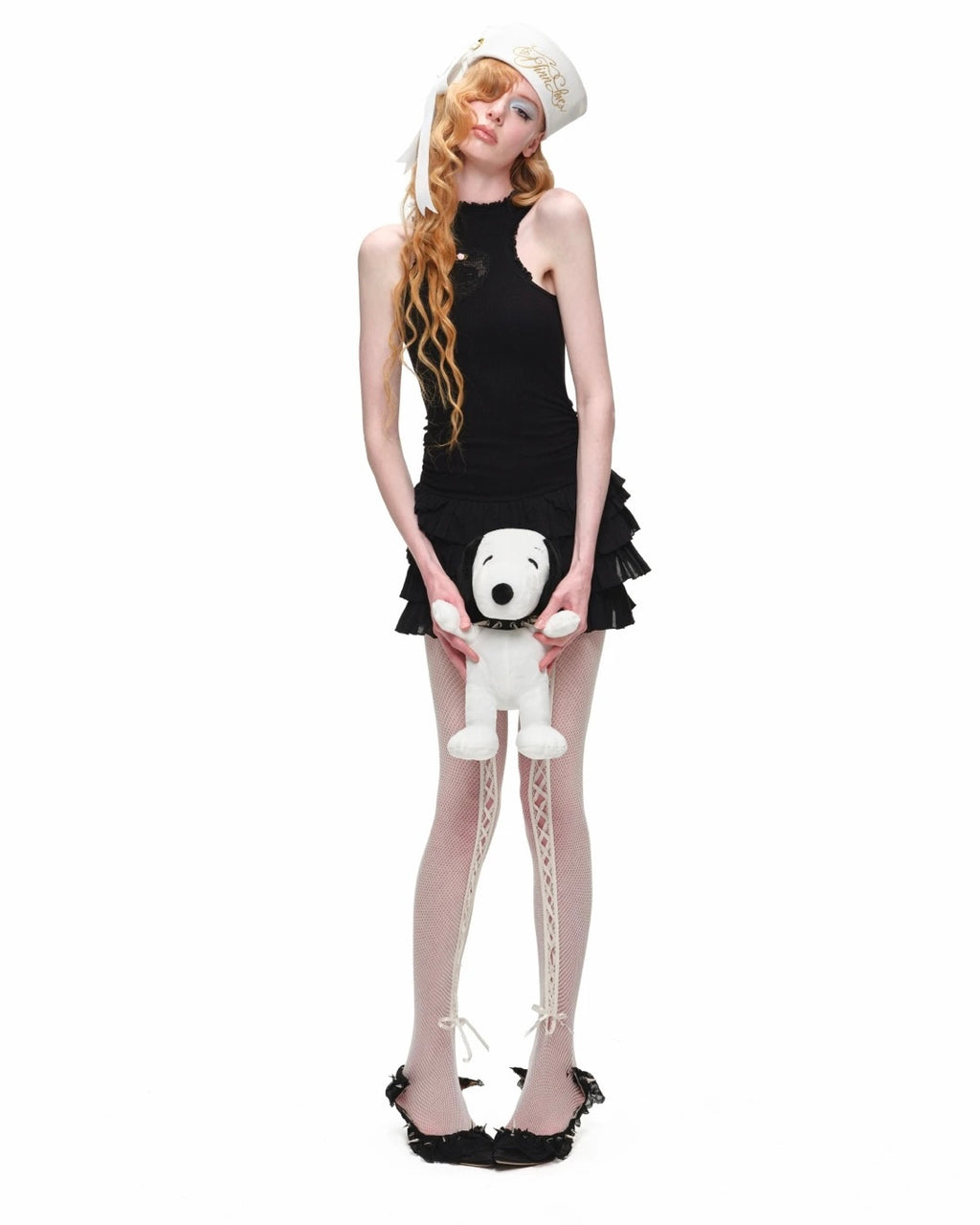 Rosette Cotton Heart Ruffle Mini Dress