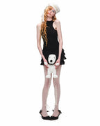 Rosette Cotton Heart Ruffle Mini Dress