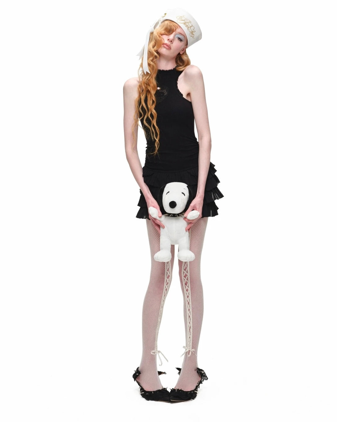 Rosette Cotton Heart Ruffle Mini Dress