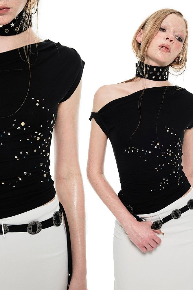 Off 1-Shoulder Star Top
