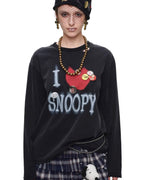 "I ♥ Snoopy" Distressed Spray-Print Oversized Tee