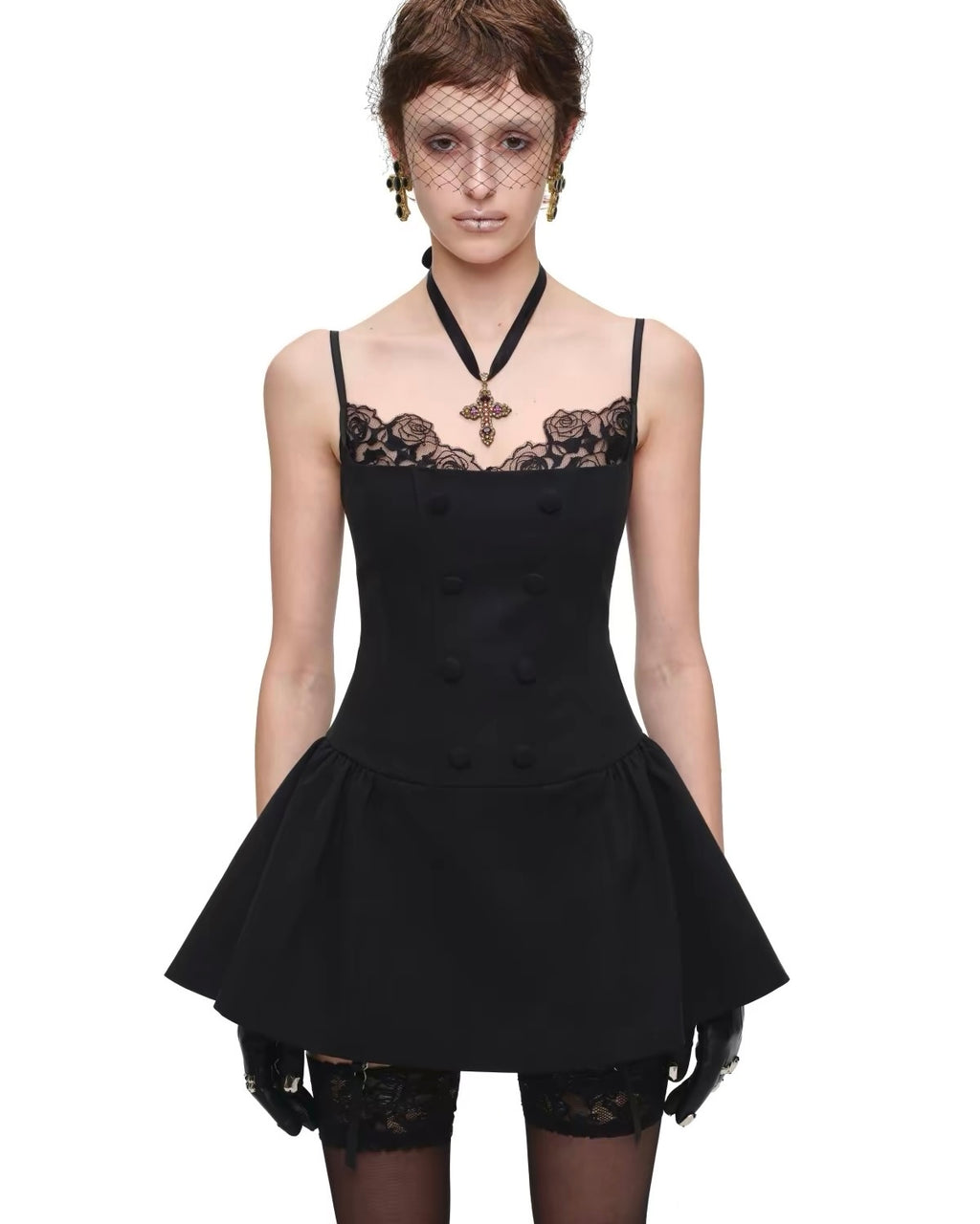 Corset Napoleon-Button Mini Dress