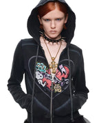 Snoopy Heart-Print Zip Hoodie & Flare Sweatpants Set