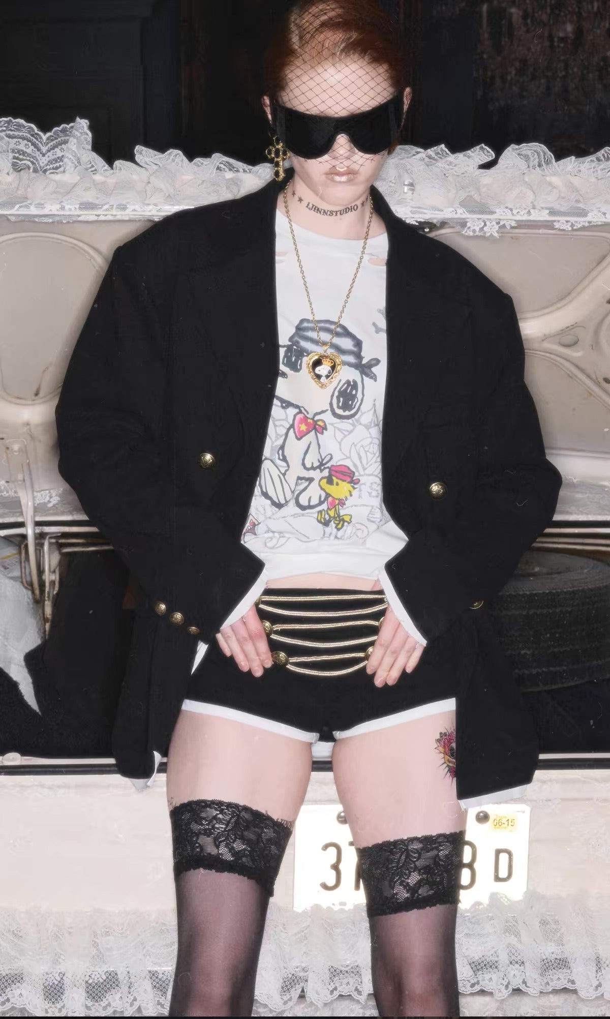 Napoleon Button Rope-Trim Shorts