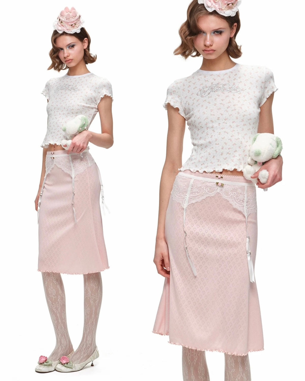 Romantic Cotton Lace Midi Skirt