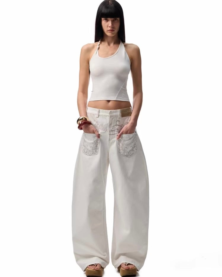 1JINN Print Wide-Leg Jeans