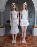 Rosette Cotton Heart Ruffle Mini Dress