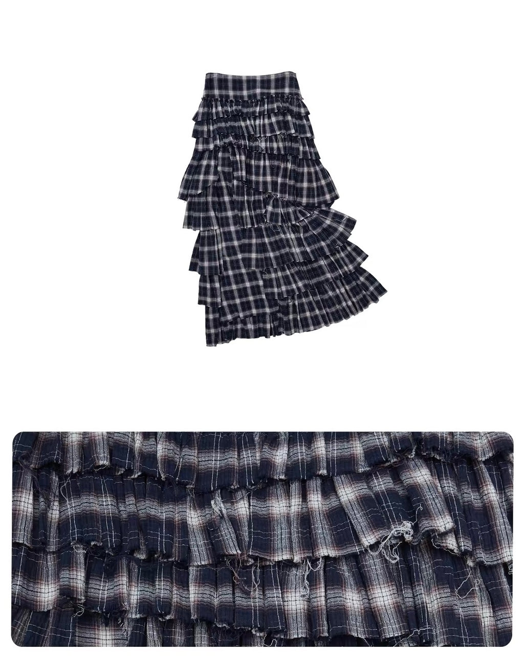 Deconstructed Plaid Tiered Maxi Skirt
