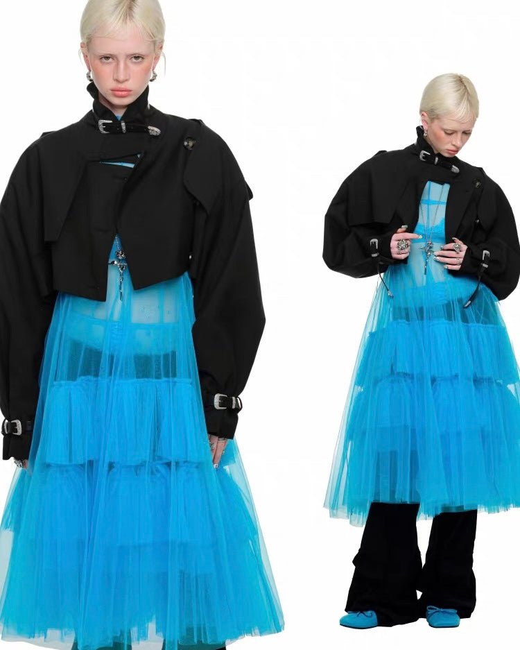 Belted Ultra-Cropped Trench Jacket