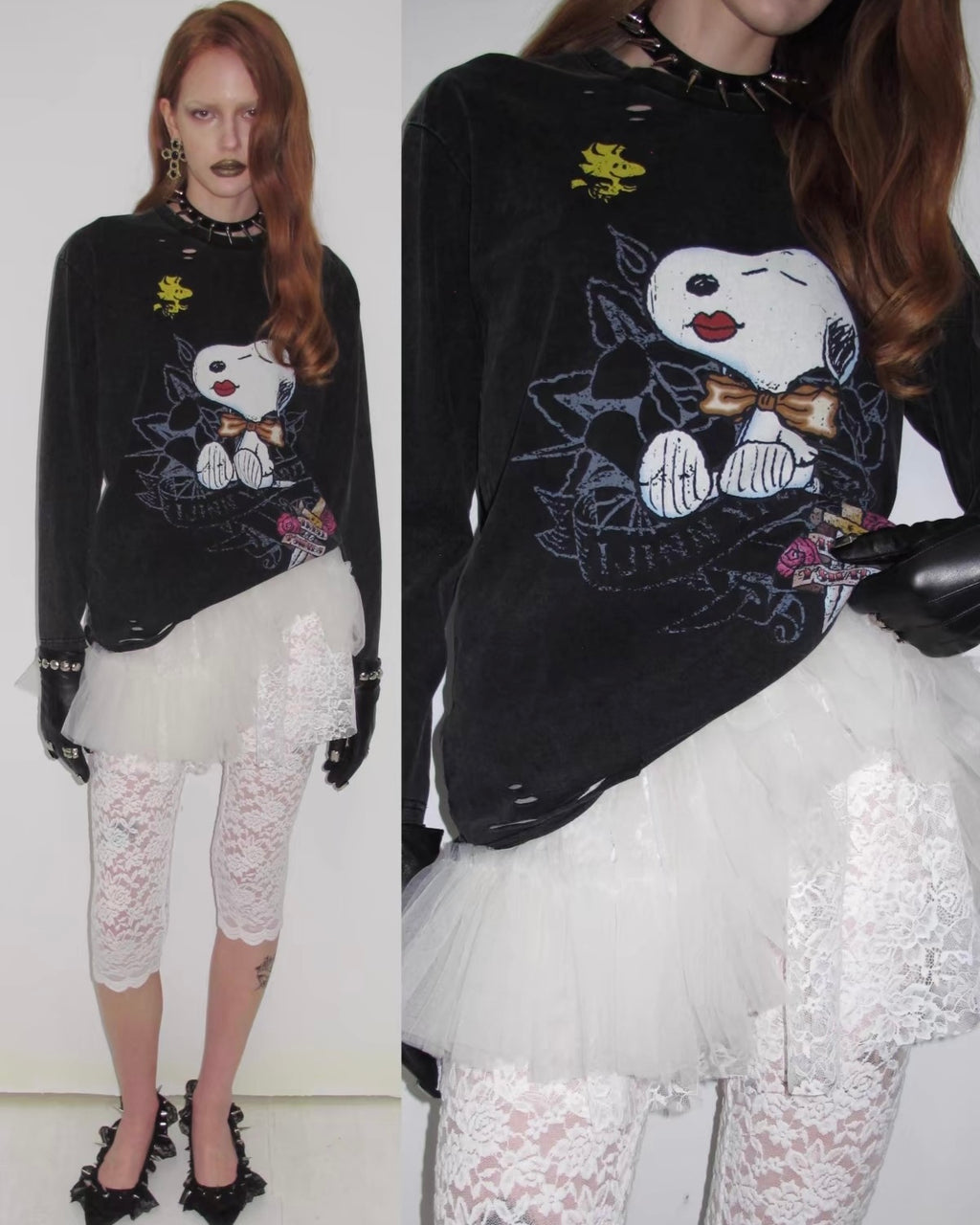 Snoopy Distressed Tattoo Long Sleeve Tee