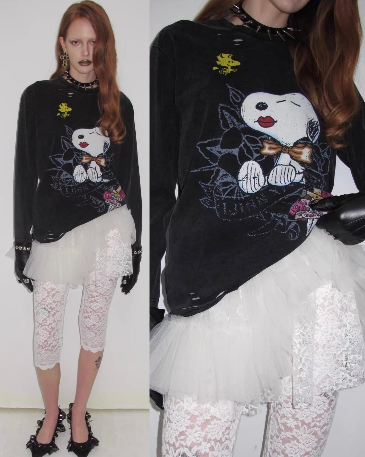Snoopy Distressed Tattoo Long Sleeve Tee