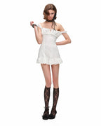Cotton Eyelet Corset Mini Dress