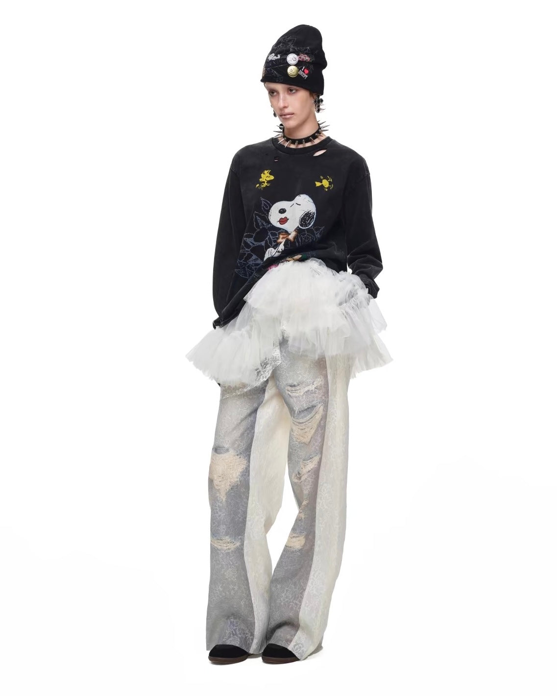 Snoopy Distressed Tattoo Long Sleeve Tee