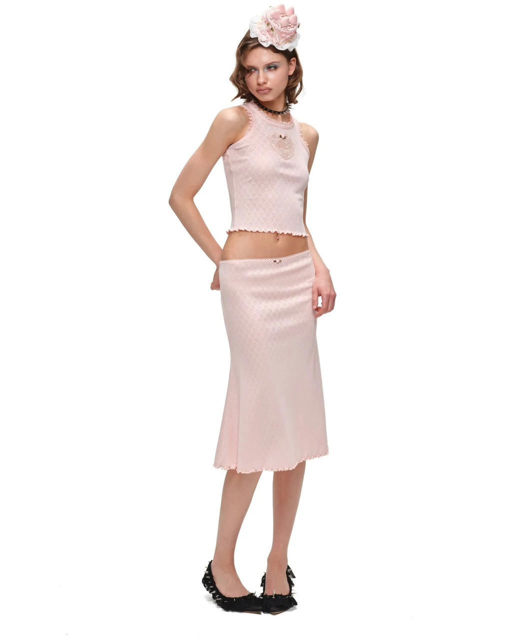 Romantic Cotton Lace Midi Skirt