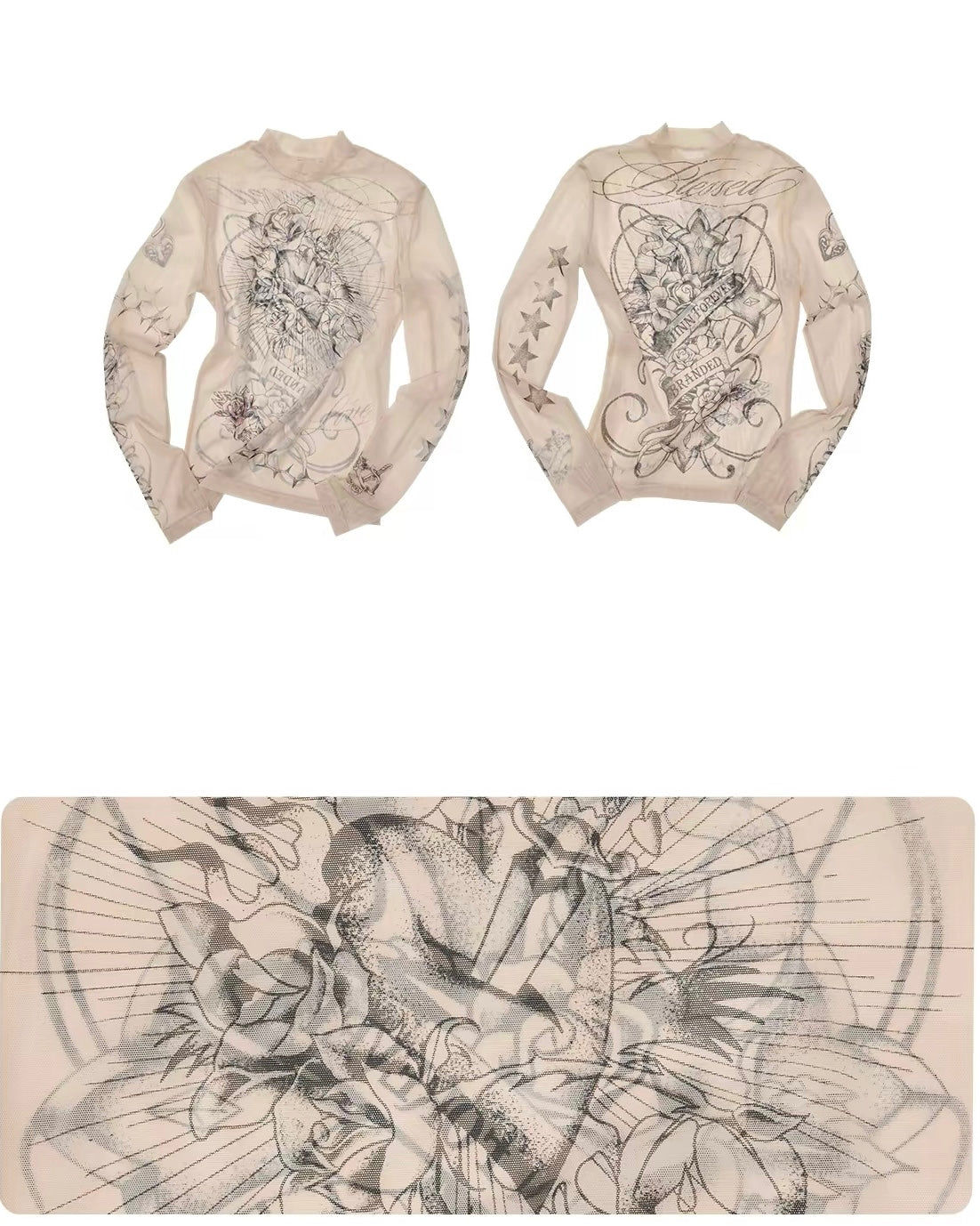 Inked Halo Mesh Top