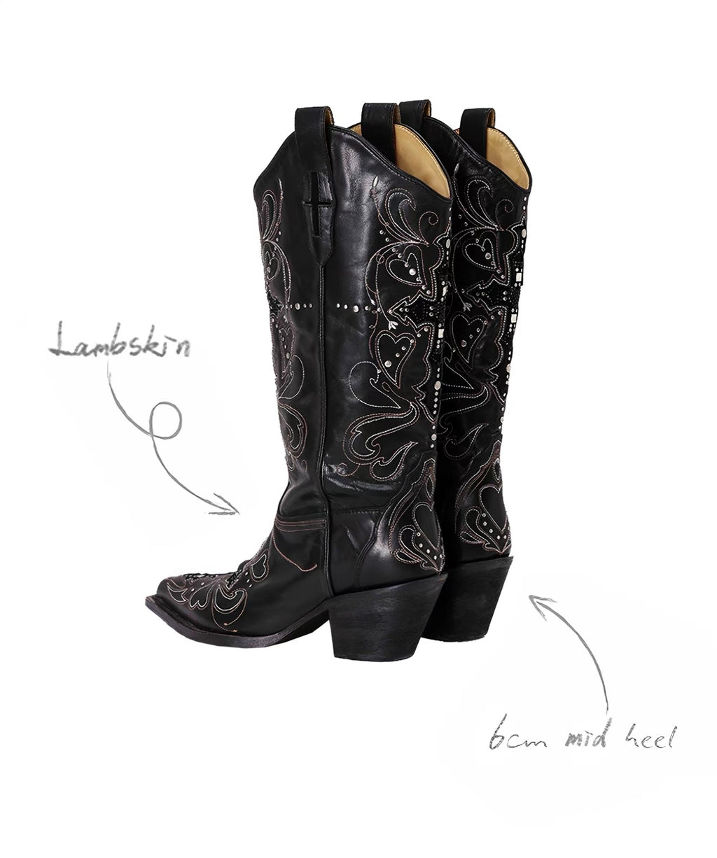 Embroidered Cross Cowboy Boots