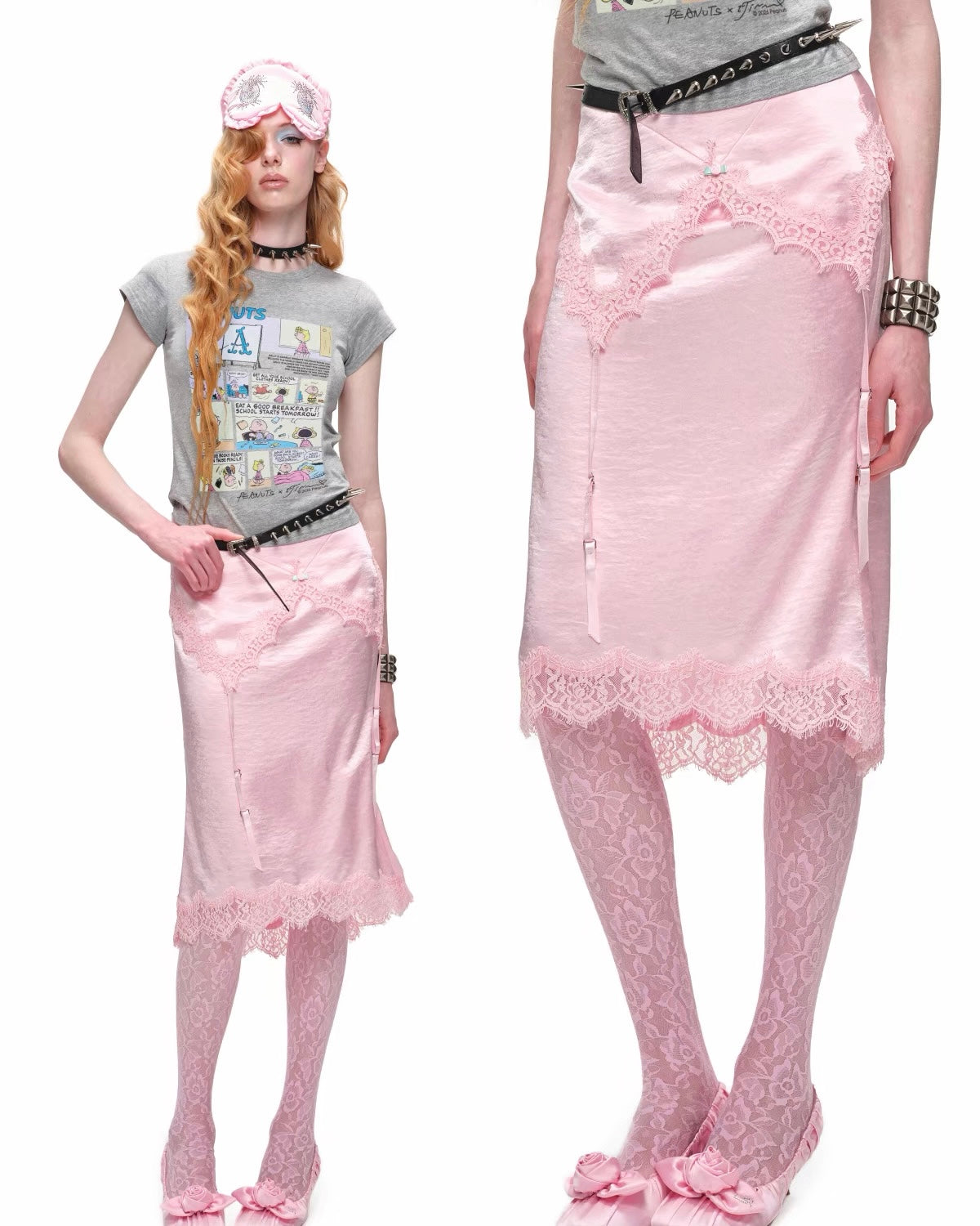 Garter Midi Silk Skirt