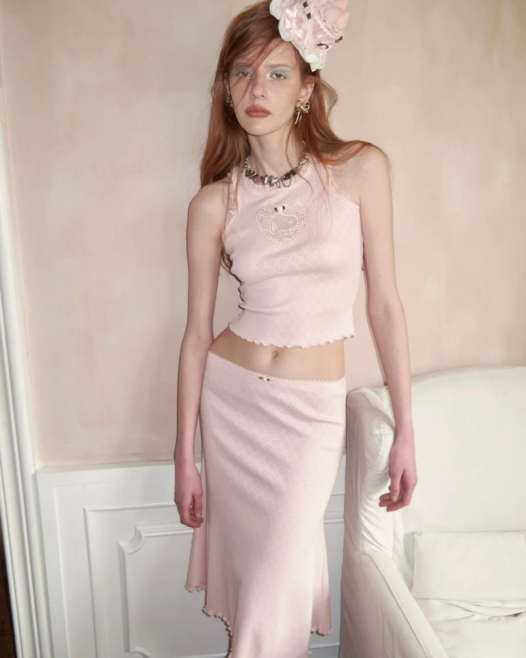 Romantic Cotton Lace Midi Skirt