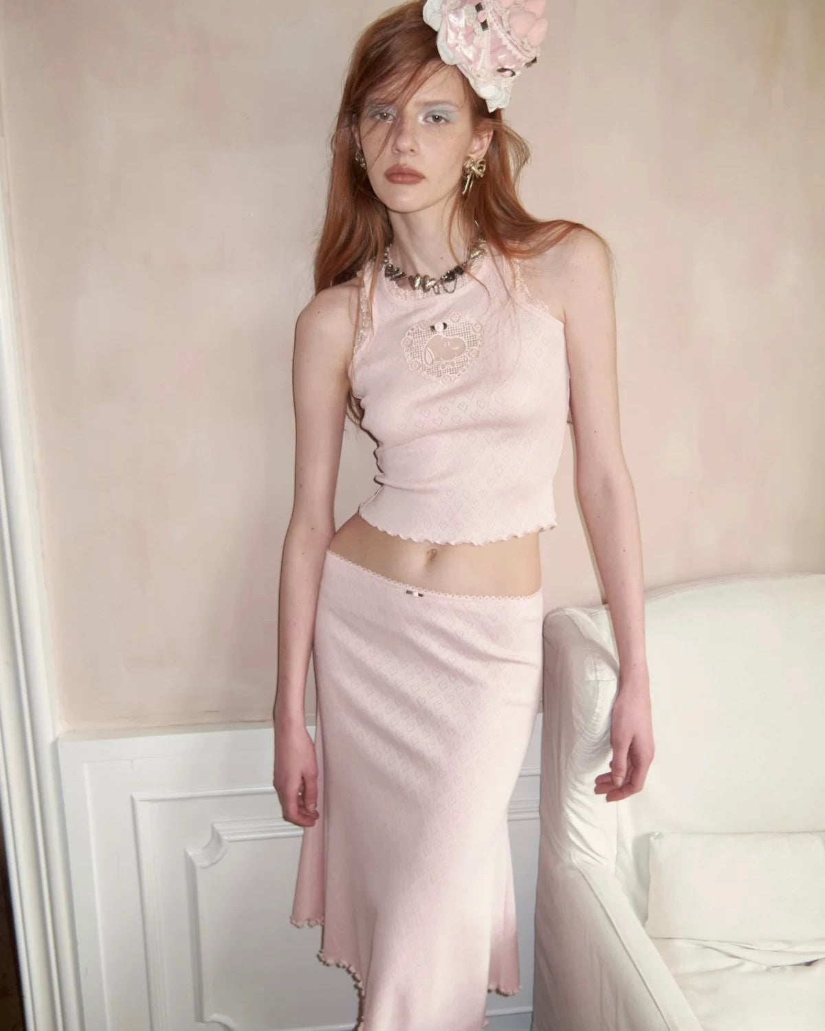 Romantic Cotton Lace Midi Skirt