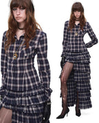 Deconstructed Plaid Tiered Maxi Skirt