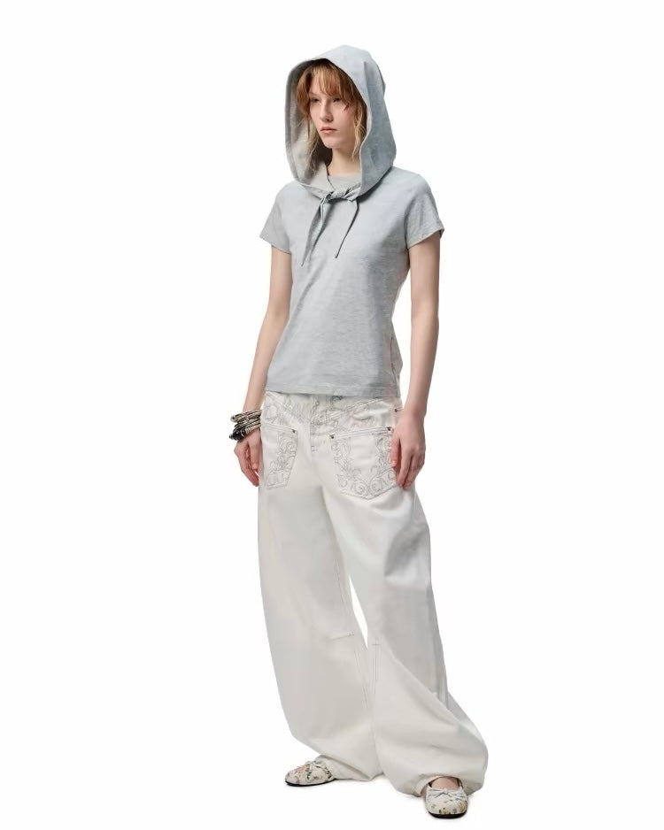 1JINN Print Wide-Leg Jeans
