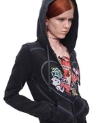 Snoopy Heart-Print Zip Hoodie & Flare Sweatpants Set