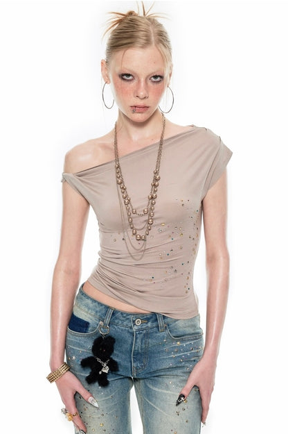 Off 1-Shoulder Star Top