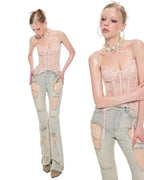 Lace Corset with Detachable Garters