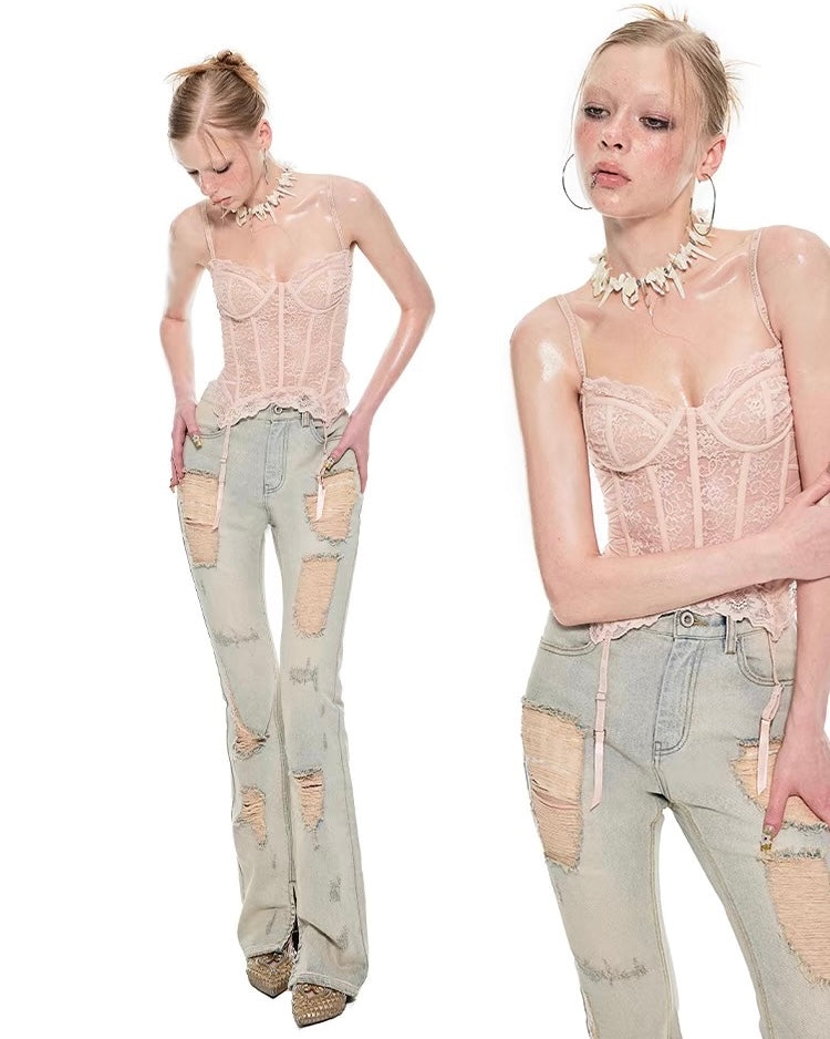 Lace Corset with Detachable Garters