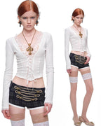 Lace-Trim Corset Knit Top