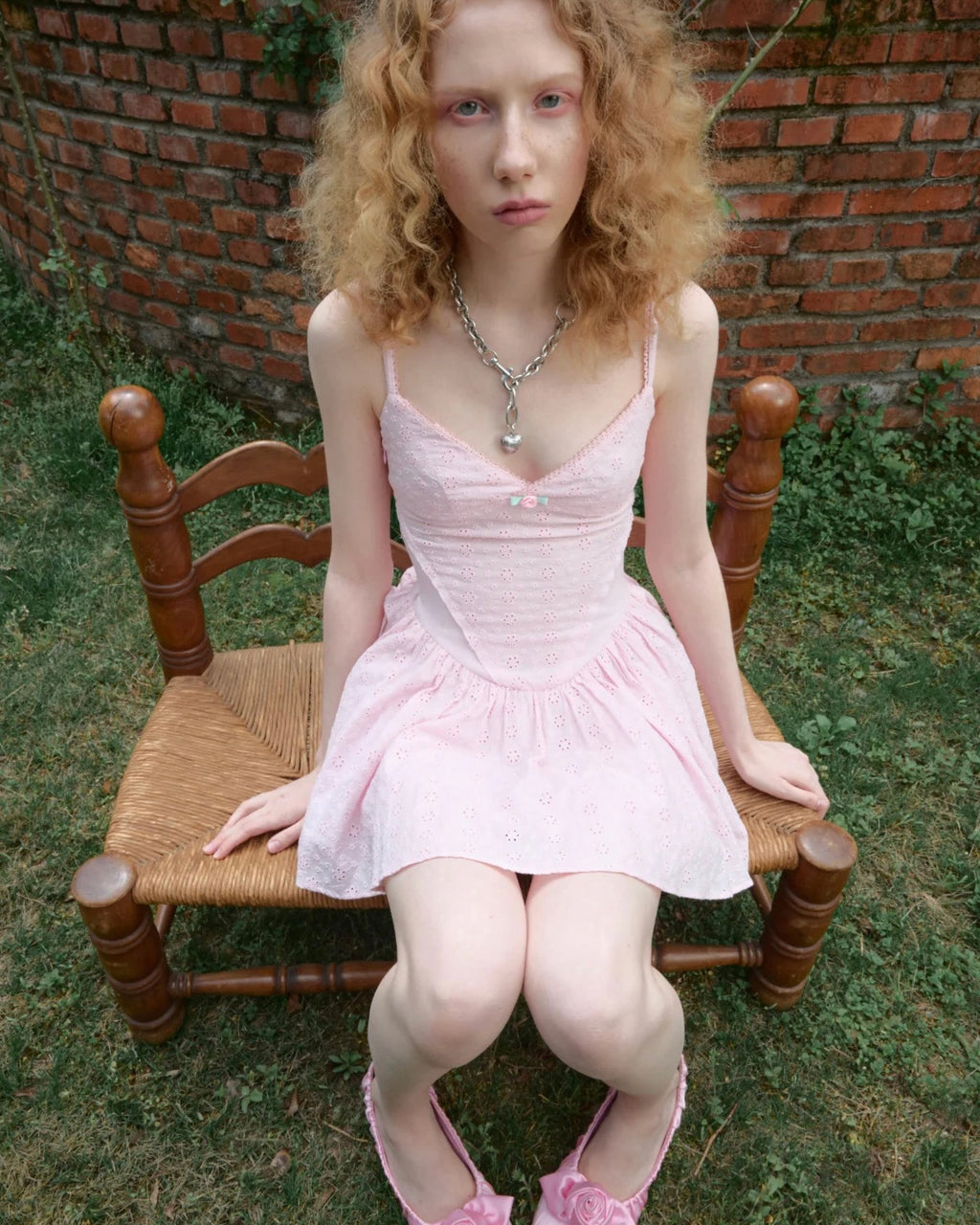 Rosette Eyelet Babydoll Dress