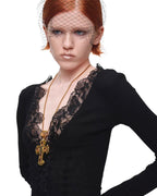 Lace-Trim Corset Knit Top