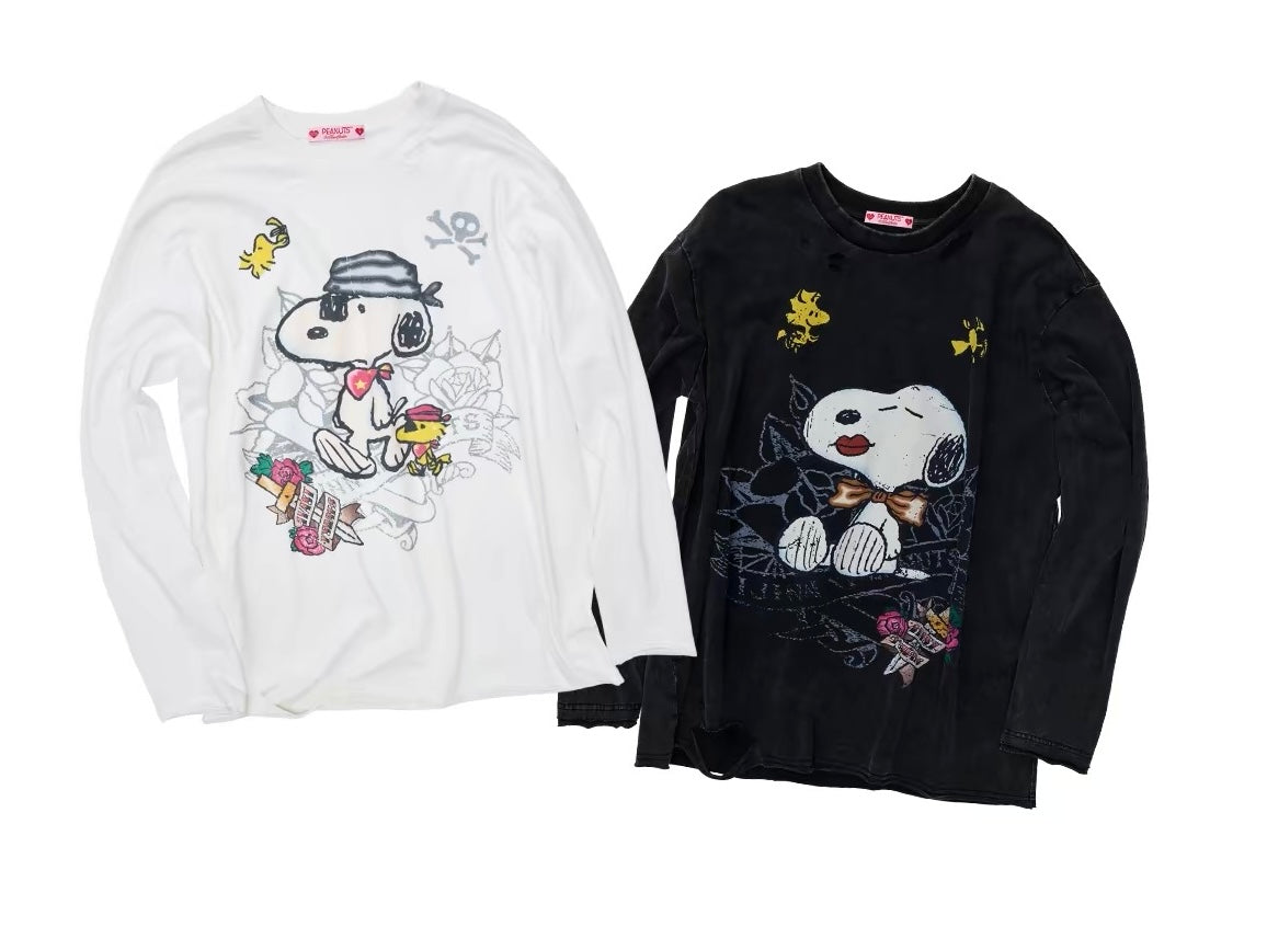 Snoopy Distressed Tattoo Long Sleeve Tee