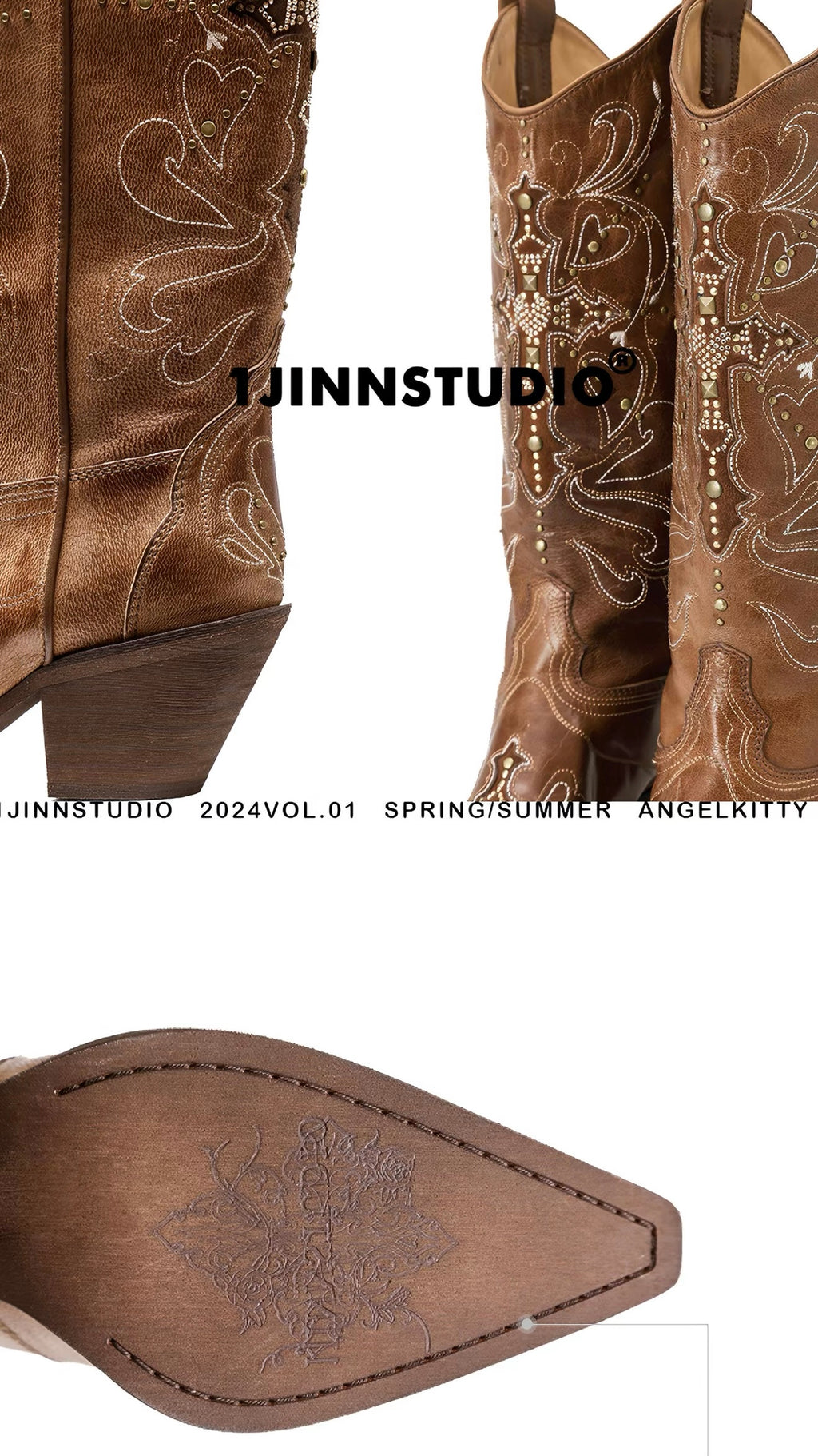 Embroidered Cross Cowboy Boots